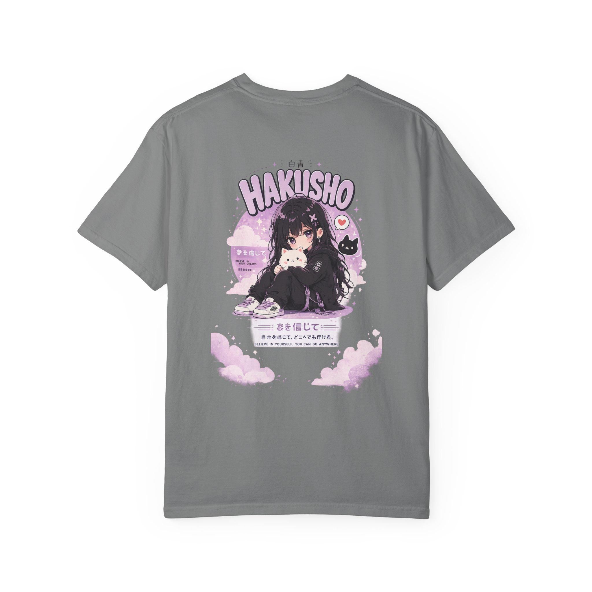 Hakusho Anime Girl T-Shirt | Kawaii Gothic Cat Illustration