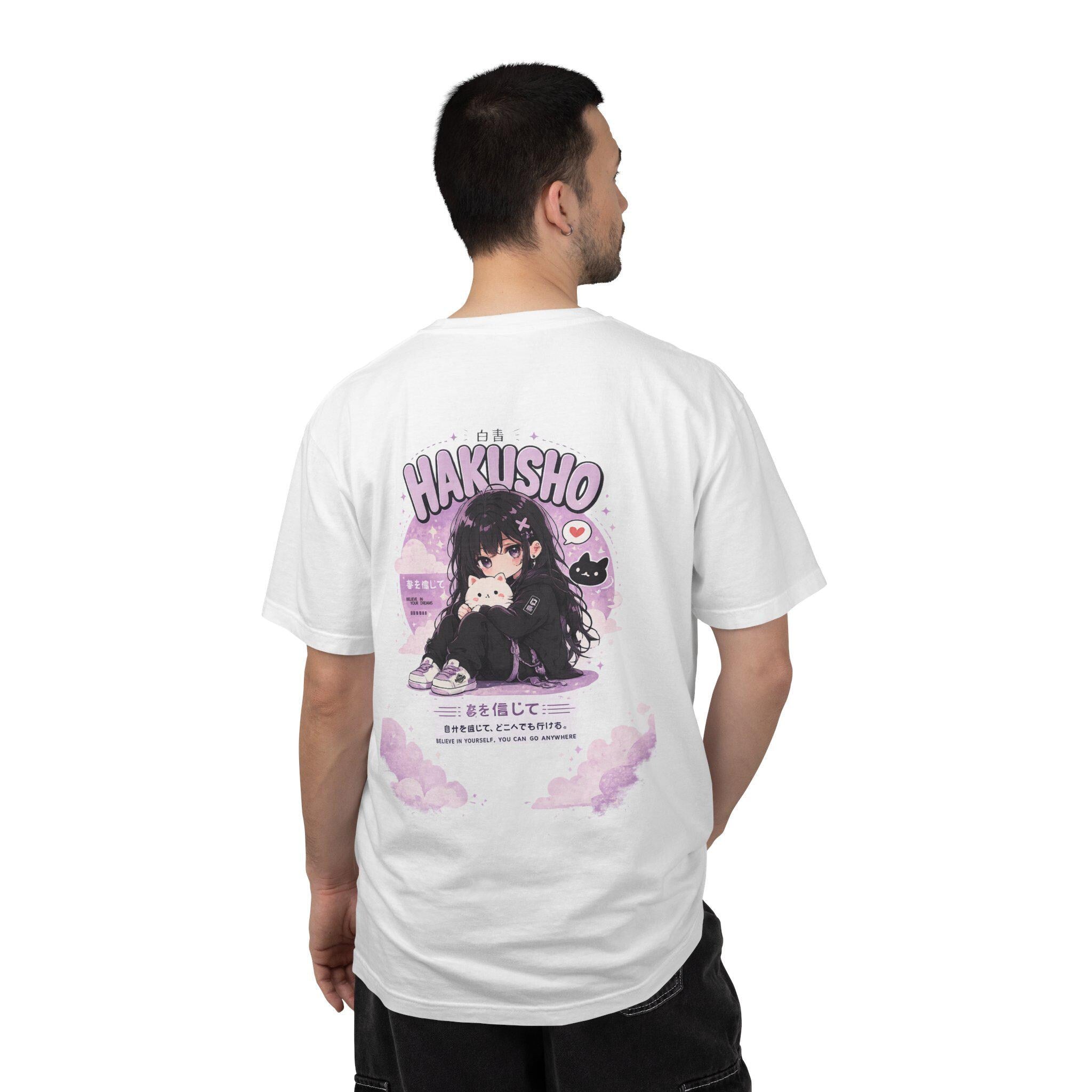 Hakusho Anime Girl T-Shirt | Kawaii Gothic Cat Illustration