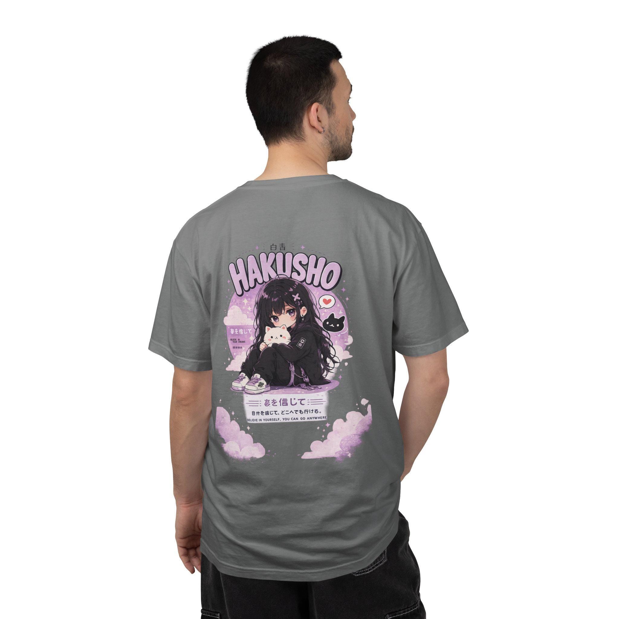 Hakusho Anime Girl T-Shirt | Kawaii Gothic Cat Illustration