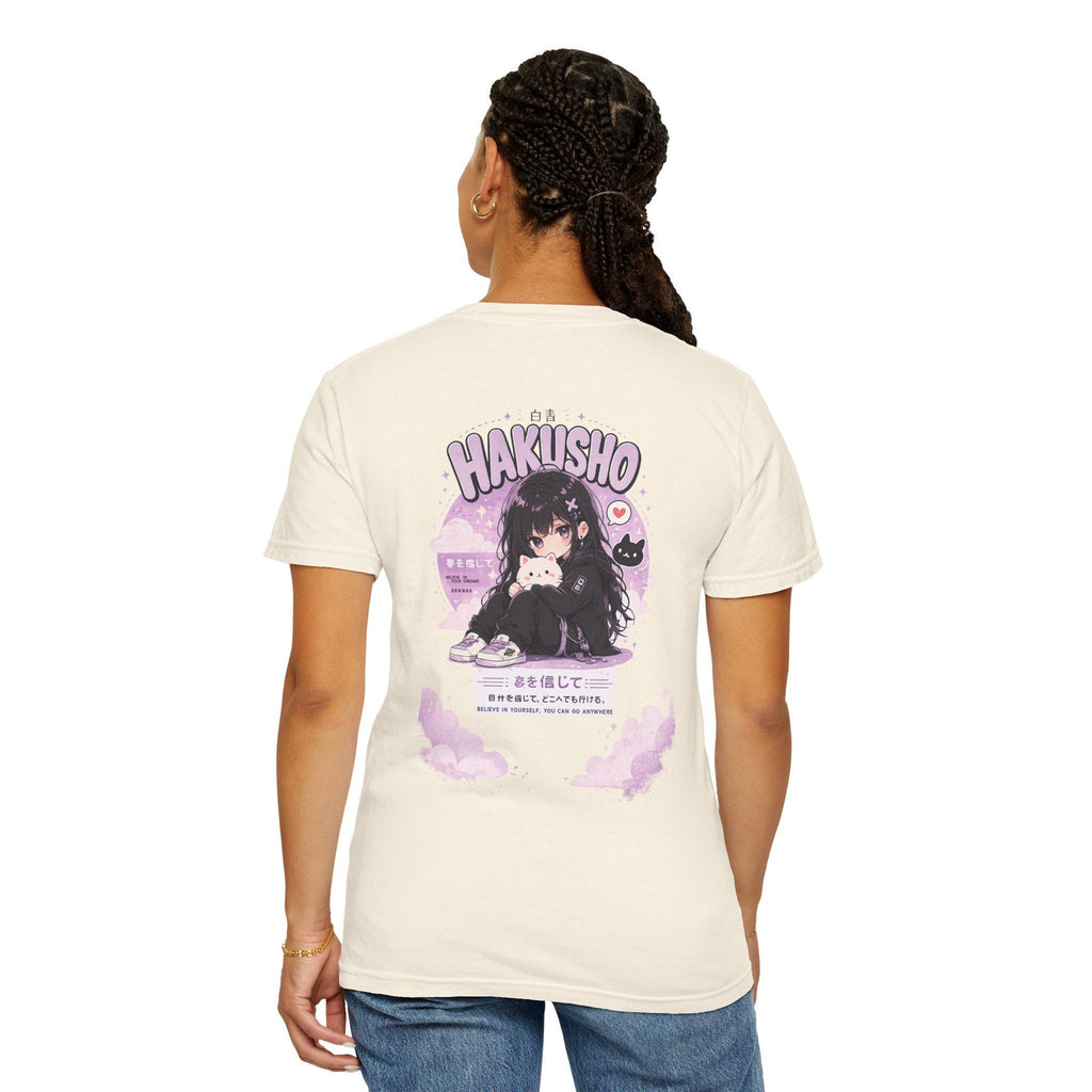 Hakusho Anime Girl T-Shirt | Kawaii Gothic Cat Illustration
