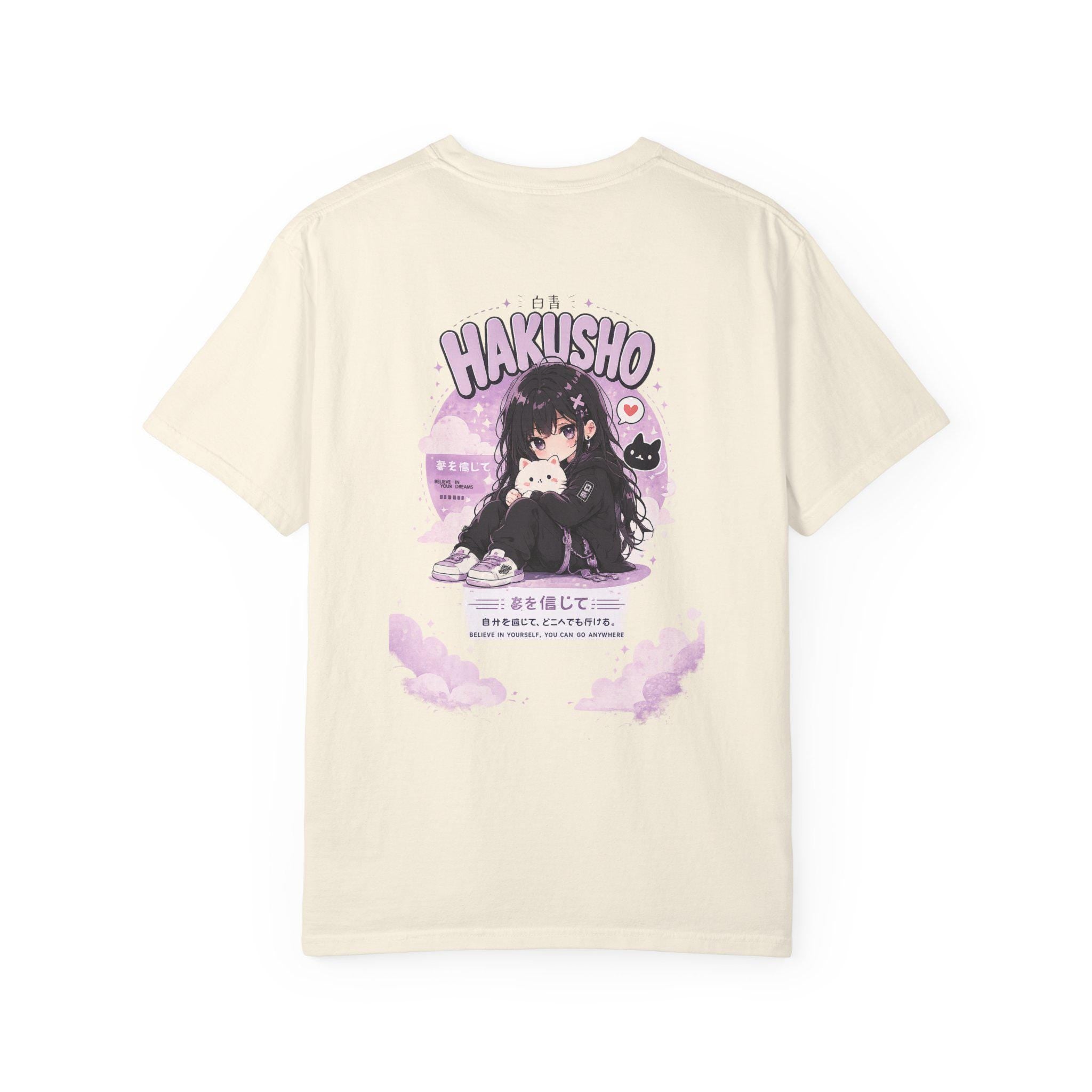Hakusho Anime Girl T-Shirt | Kawaii Gothic Cat Illustration