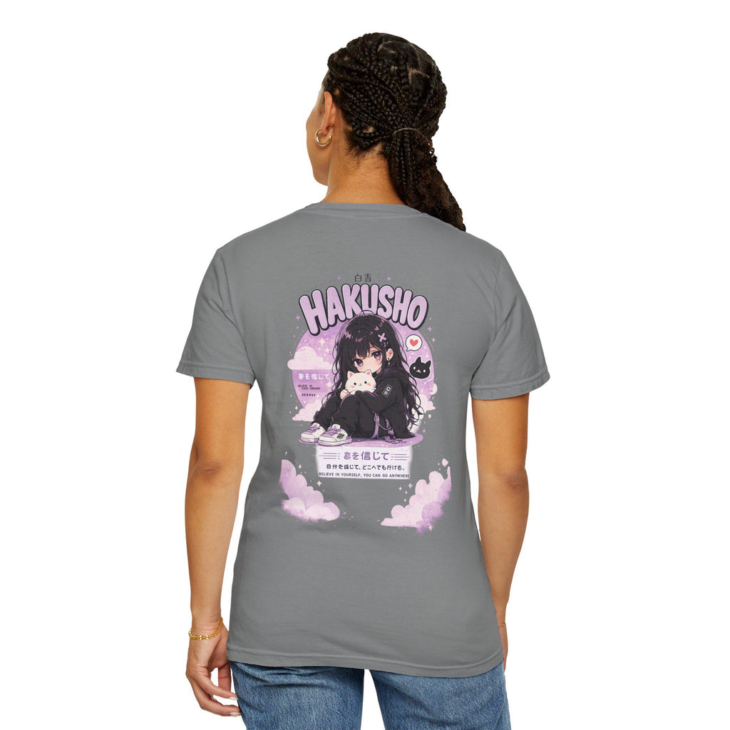 Hakusho Anime Girl T-Shirt | Kawaii Gothic Cat Illustration