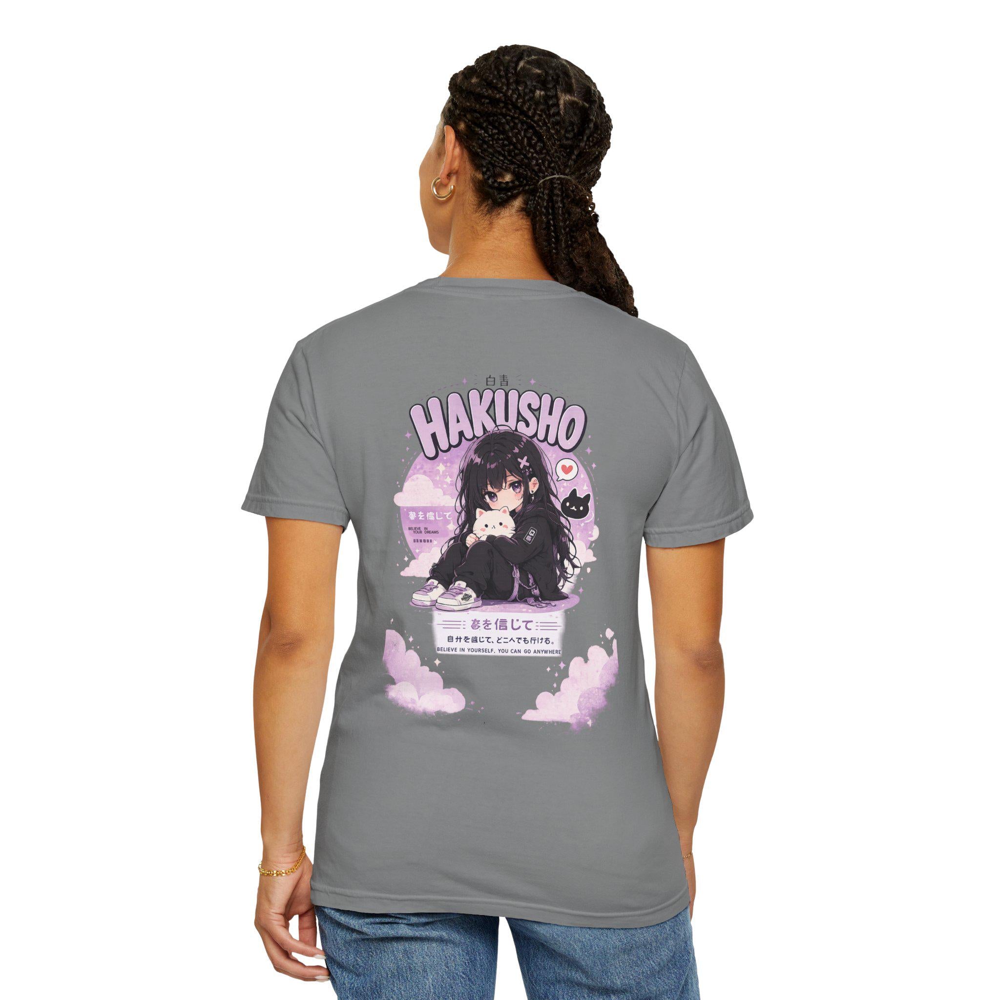 Hakusho Anime Girl T-Shirt | Kawaii Gothic Cat Illustration